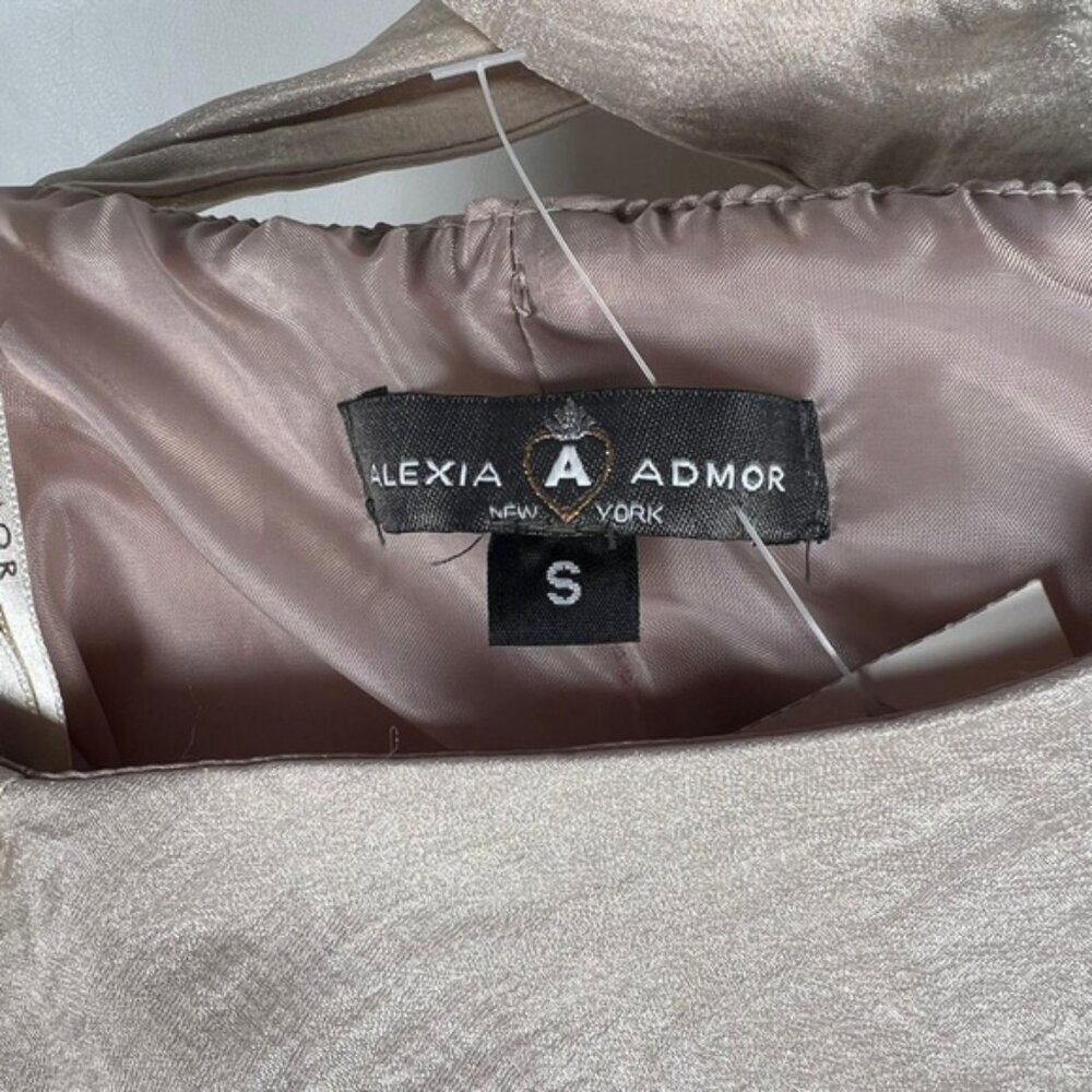 NWT ALEXIA ADMOR NEW YORK USA Made 🇺🇸‎ Champagne Bow Halter Neck Mini Dress S - Picture 8 of 16